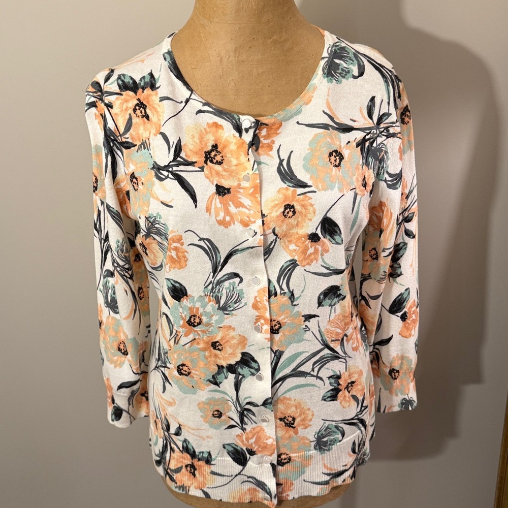 Emailine floral cardigan three-quarter sleeves - Picture 1 of 6
